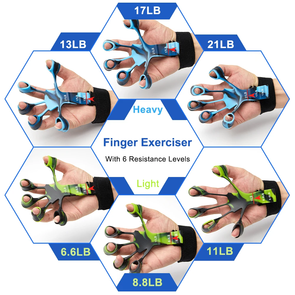 Finger Gripper Resistant Hand Grip Strengthener Recovery hand grip Guitar Finger hand expander Flexion Extension Training