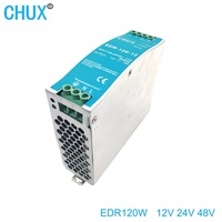 CHUX 120W Industrial DIN Rail Switching Power Supply 12V 24V 48V AC/DC Single Output Source Power EDR-120-12 EDR-120-24