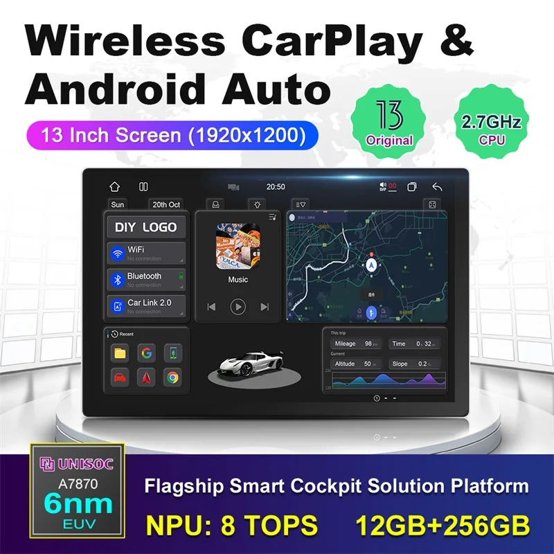 

Универсальная автомобильная навигация, 13-дюймовый 7870 сенсорный экран, радио, Bluetooth, стерео, аудио, музыка, GPS-навигатор, видеоплеер, 5G/4G, Wi-Fi