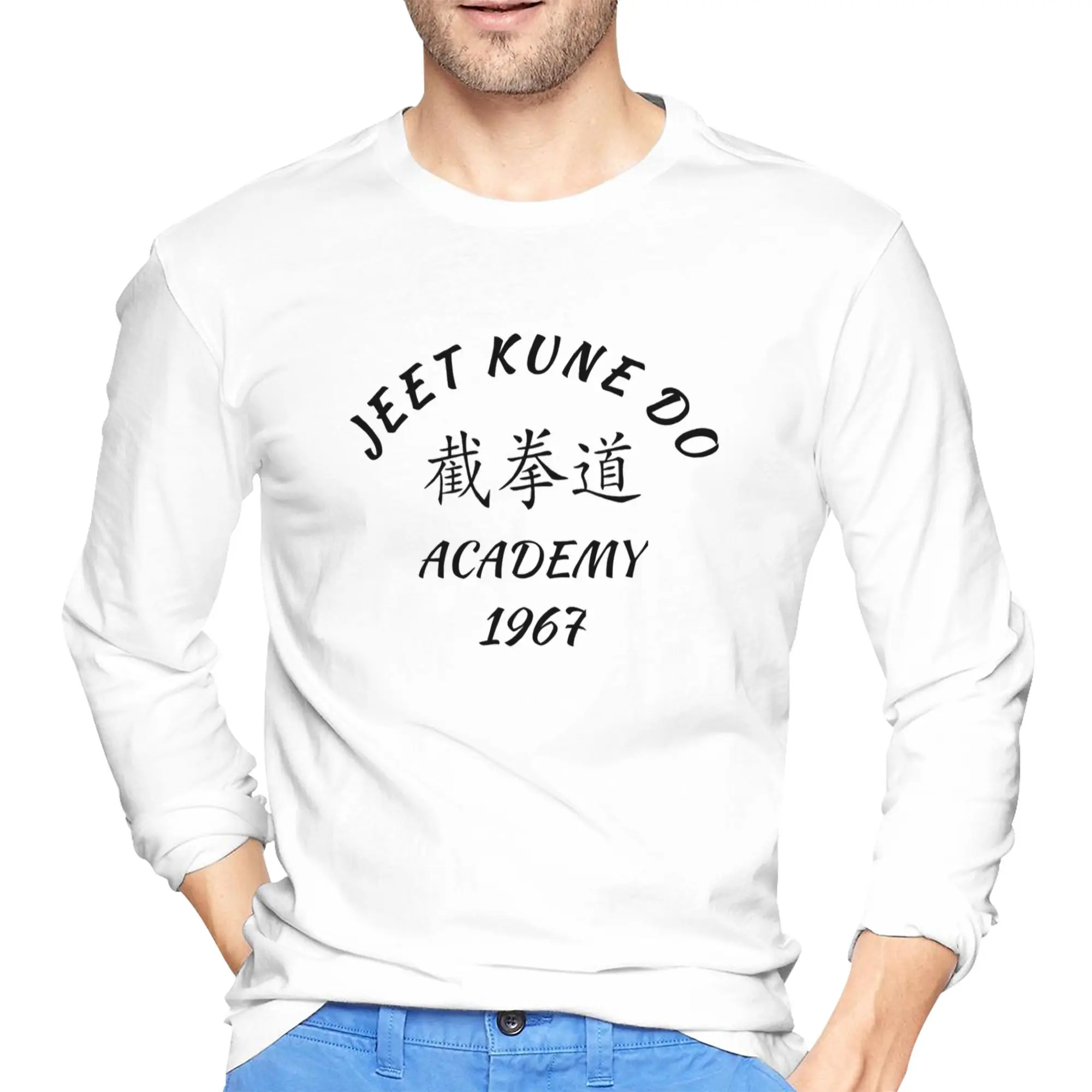 

Jeet Kune Do Shirt Martial Arts JKD Academy Мужская футболка с длинными рукавами Дышащие футболки с круглым вырезом Весенние и осенние мужские топы