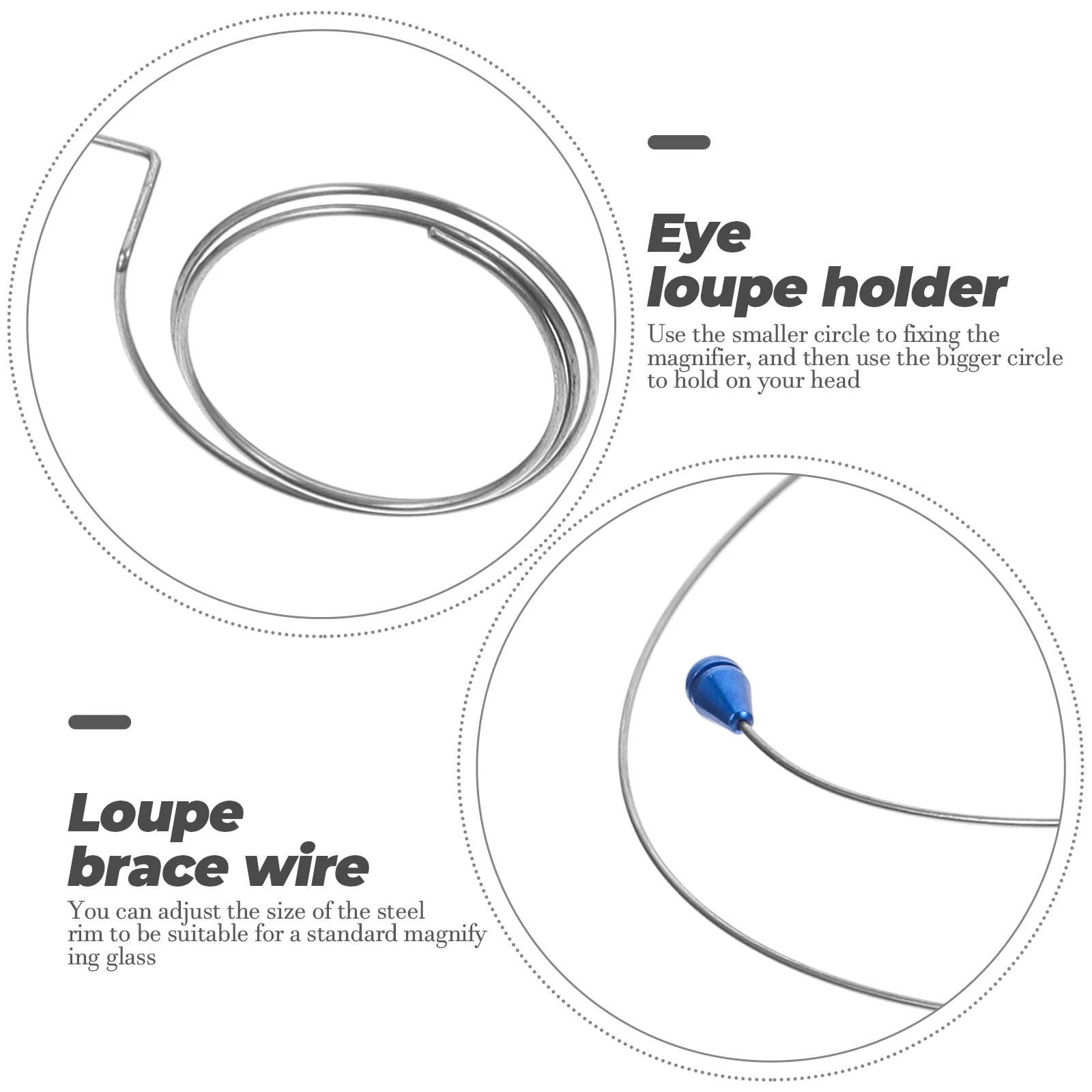 3 Pcs Loop Eyepiece Steel Ring Headband Adjustable Magnifier Holder Sucker Fore Work Headbands