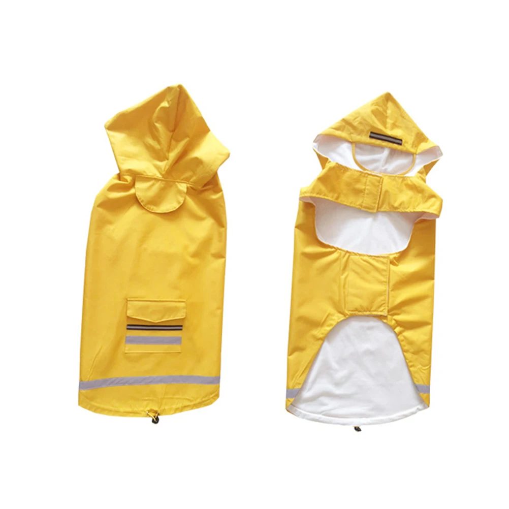 

Dog Raincoat Waterproof Pet Slicker Jacket Wet Weather Yellow Clothes Reflective Stripes Medium Large Dogs Pet Rainwear