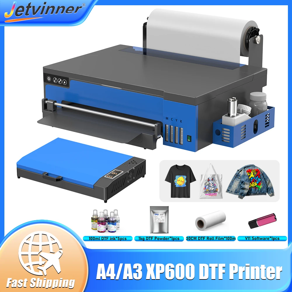 

A3 A4 DTF Printer For Epson XP600 DTF Printer t shirt Printing Machine with Roll Feeder Directly to Film Transfer Fabric Printer