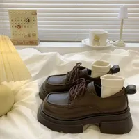2025 Women Spring New Black Platform Flats Shoes Women Loafers Slip on Boat Shoes Designer Casual Leather Oxfords