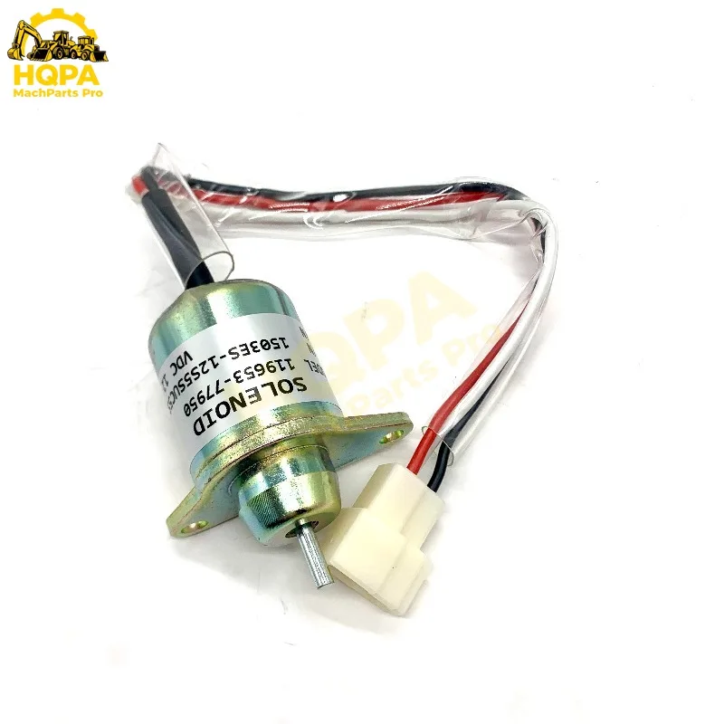 119653-77950 12V Fuel Shut Off Shutdown Solenoid For Yanmar Engine 3TNE84 3TNE74 3TNV76 For John Deere Tractor X495 X595 X740