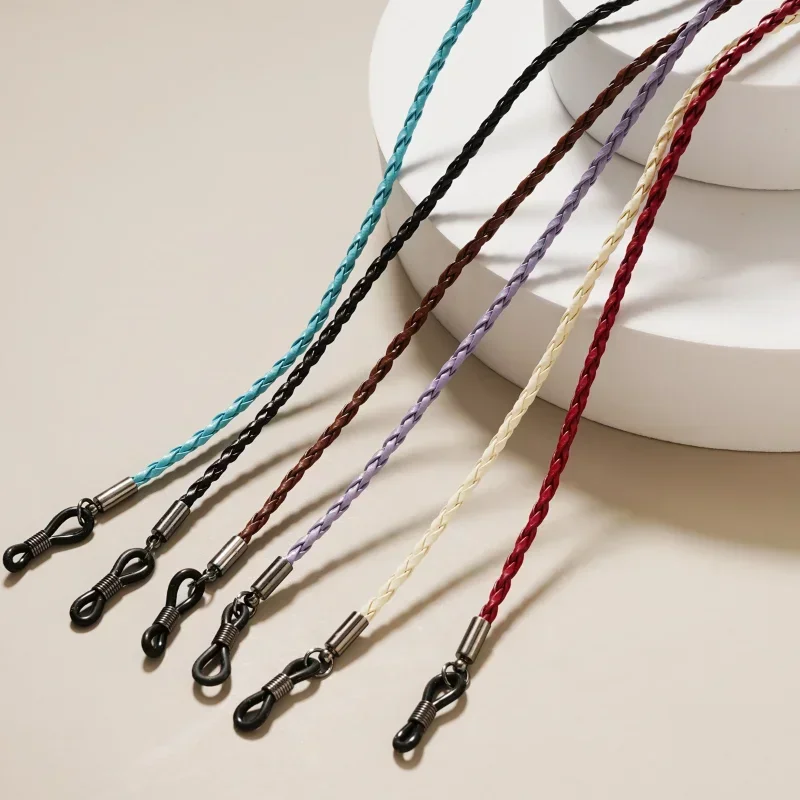 Sports Anti-slip Glasses Leather Rope Chain Eyewear Braided Glasses Lanyard Strap Vintage Convenient Durable Glasses Accessories