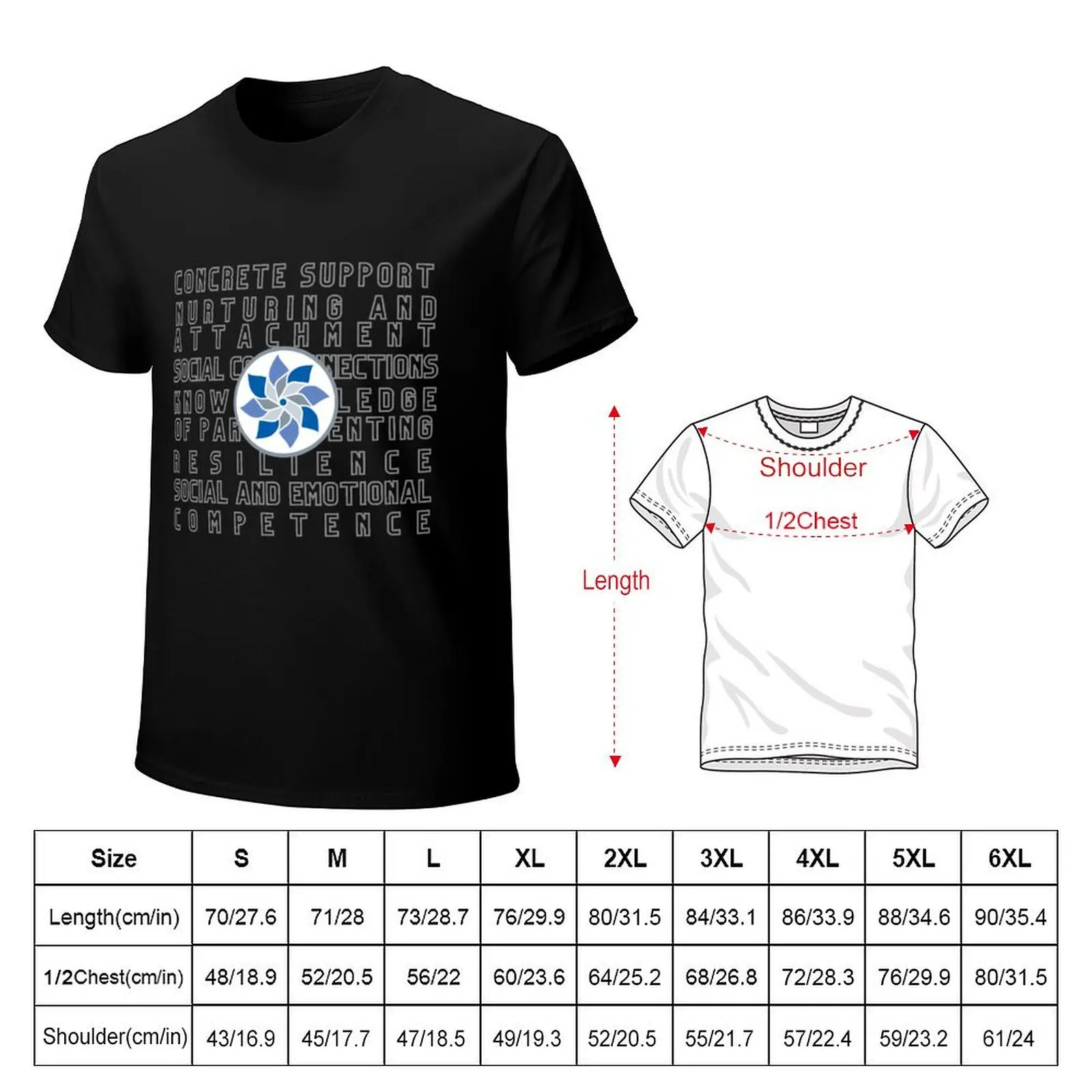 Protective Factors + Pinwheel T-Shirt Casual Street Style Short Sleeve Tee