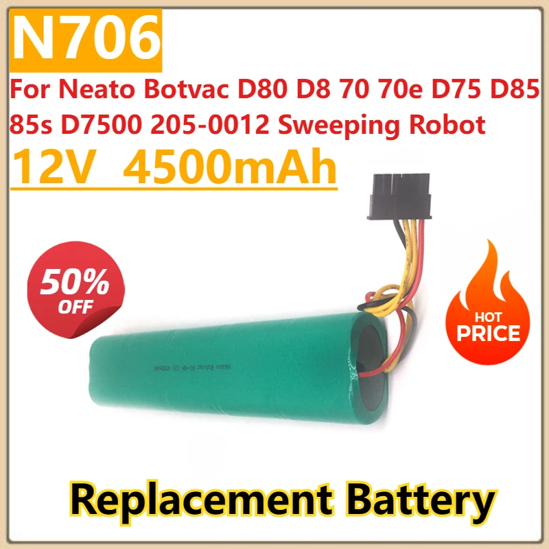 

New 12V 4500mAh Replacement Battery N706 For Neato Botvac D80 D8 70 70e D75 D85 85s D7500 205-0012 Sweeping Robot