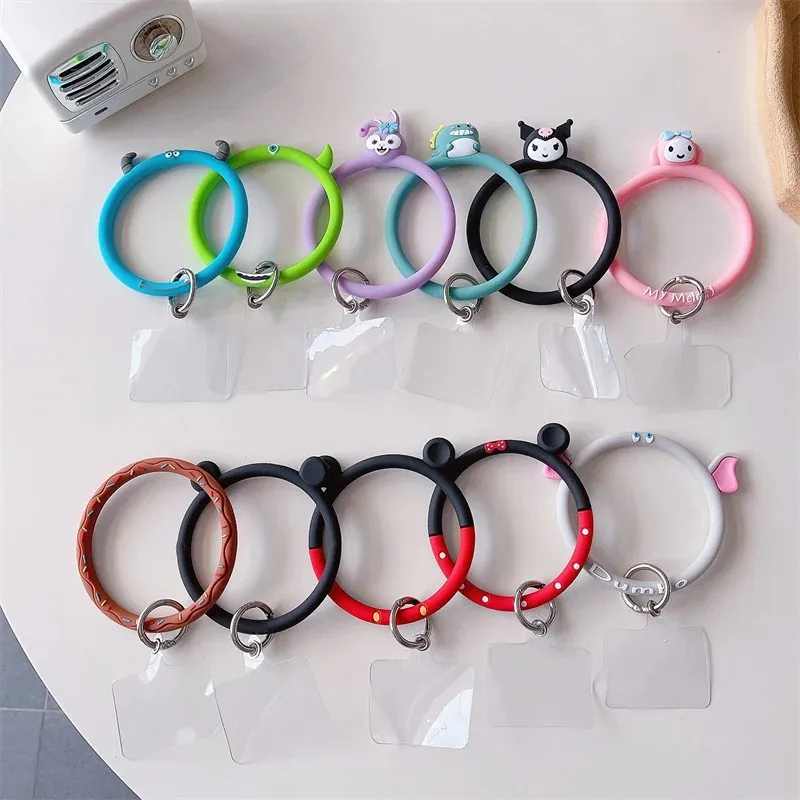 Miniso Cartoon Bracelet Lanyard for iPhone Samsung Huawei Xiaomi Mobile Phone Case Anti-Lost Silicone Wrist Strap Car Keychain