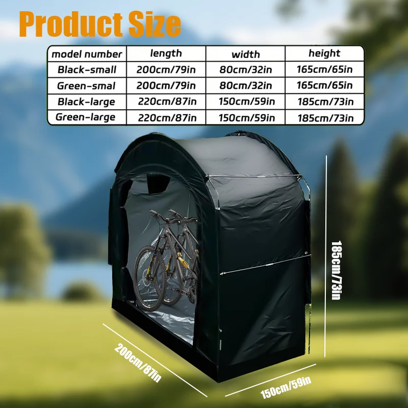 1-2 Bikes Wide Door Bike Storage Tent, Bicycle Shelter, Easy Access Foldable Outdoor Shed