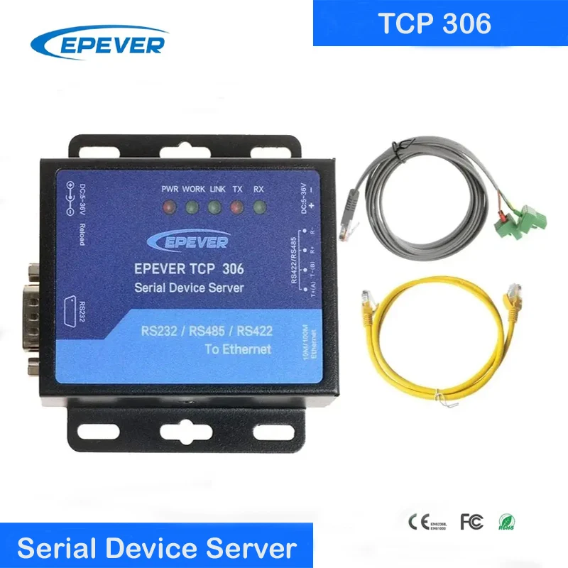 EPEVER TCP 306 Serial Device Server Connecting With EPEVER Solar Controllers Inverters And Inverter/charger Via an RS485 Port