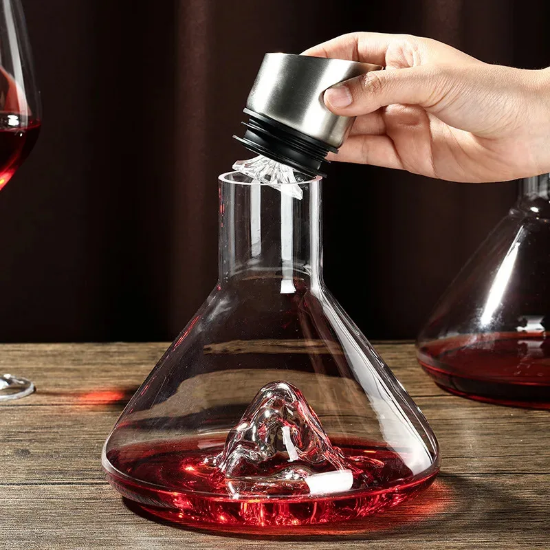 

TOPLIVING 1400ml/1600ml Red Wine Decanter Iceberg Shaped Wine Dispenser Luxury Wine Separator Transparent Wine Decanter Bar Acce