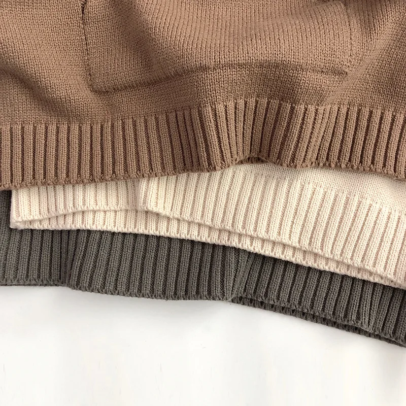 Vordertasche Feinstrick Kinder Jungen Mädchen Pullover Hoodie Strickpullover Lose Stil Mädchen Kapuze Kleinkind Strickwaren Mantel – Detail 8