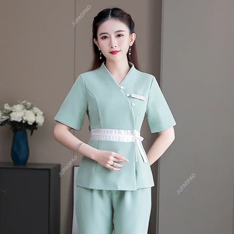 Elegant Retro Massage Uniforms Uniform Beauty Work Clothes Cosme Tologist Clothing Spa Uniforms Women Beautician Costume Massage