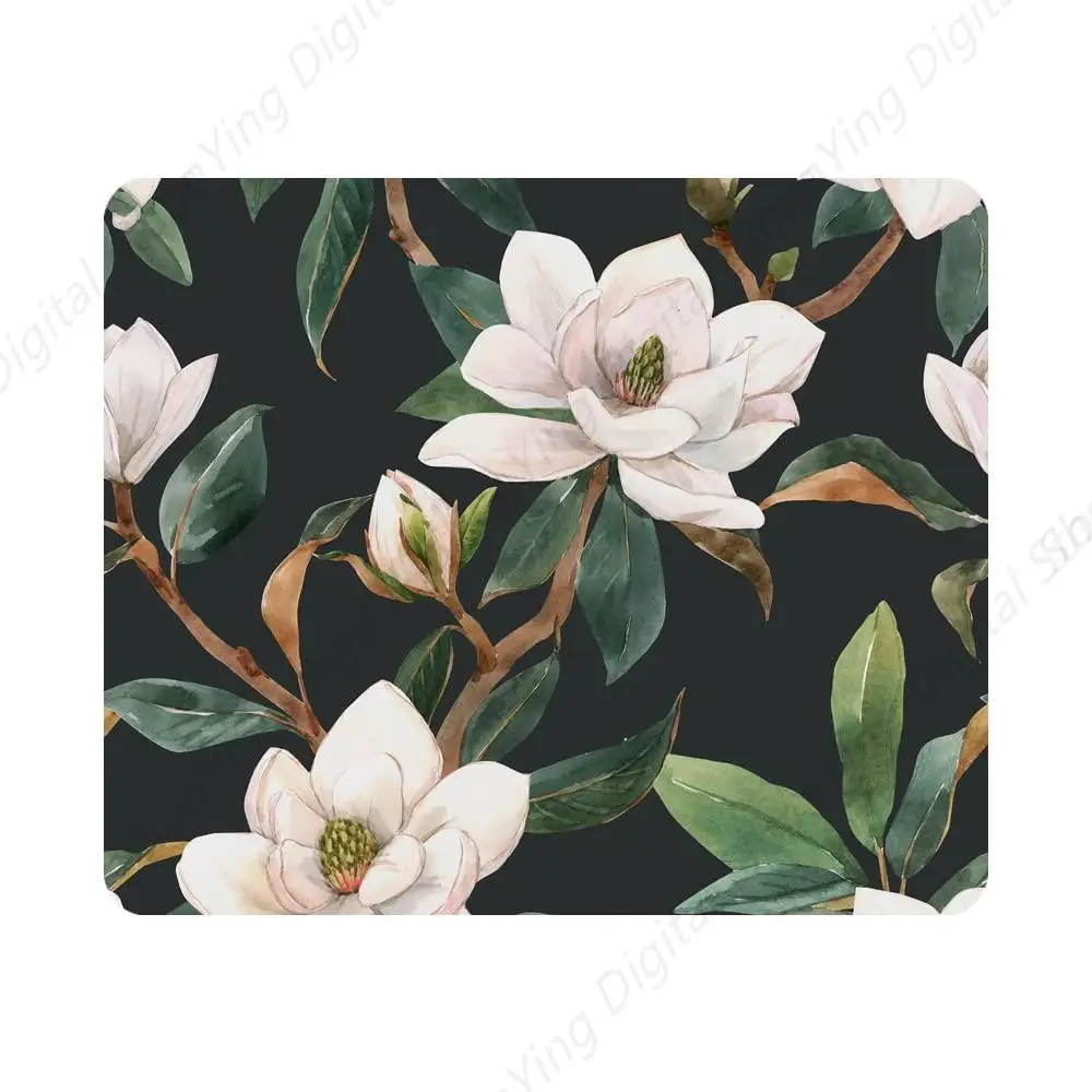 Magnolia Flowers Gaming Mouse Pad Beautiful Watercolor Art Mouse Pad Computer Desk Laptop Office Mouse Pad Non slip Rubber