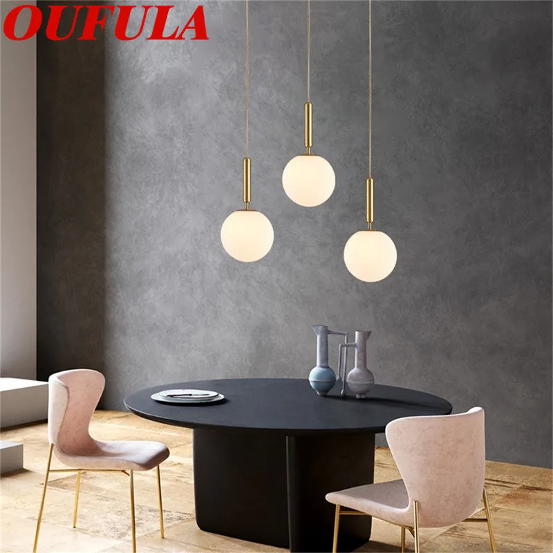 

SOFEINA Brass Modern Pendant Lights Copper Hanging Lamps Nordic style Creative Decoration For Restaurant Dining Room