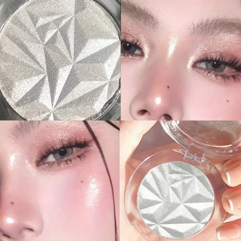 Pearlescent Diamond Glitter Highlighter Powder Palette Monochrome Brighten Face Contour Long Lasting Shimmer High Gloss Makeup