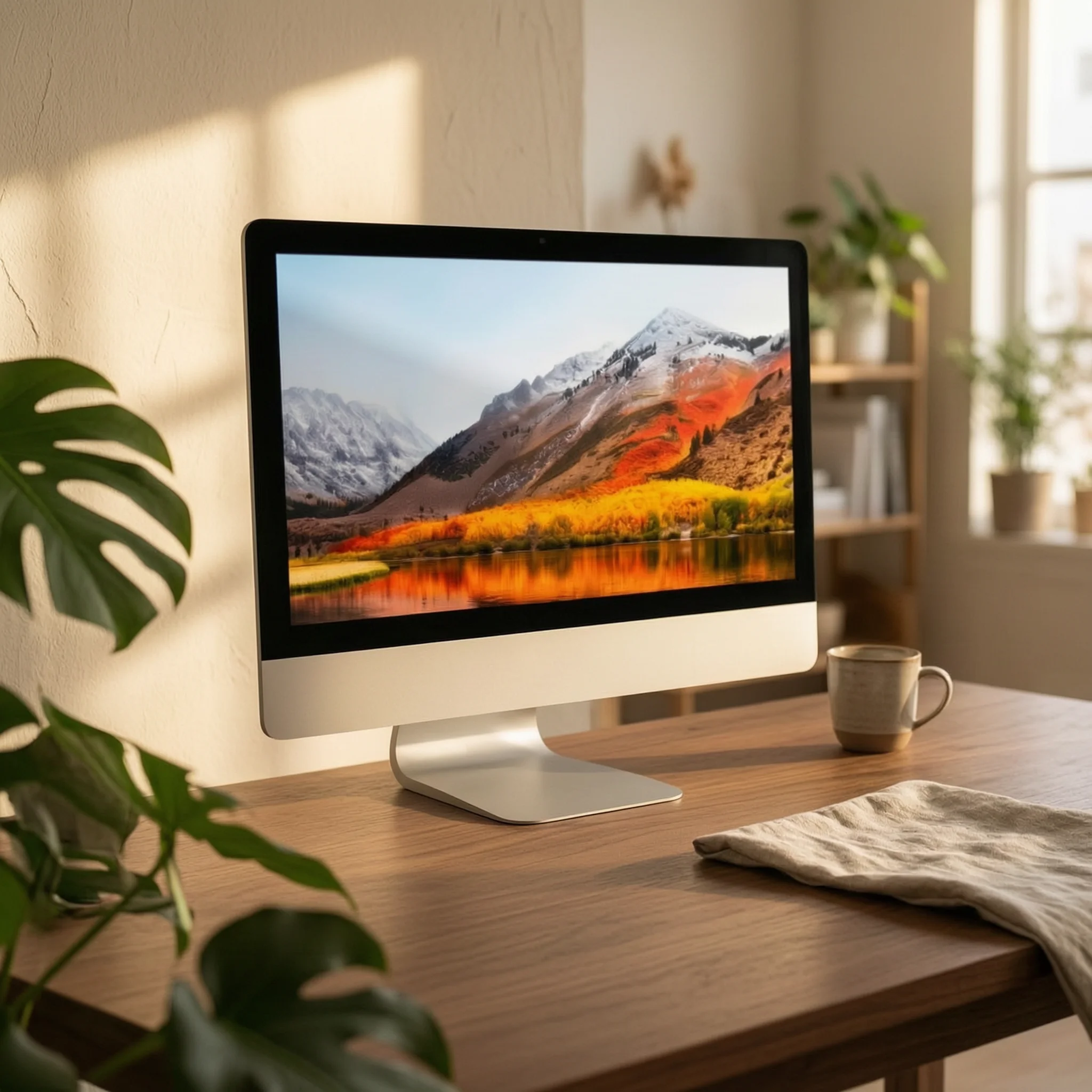 Monitor Stand with Wooden Legs Wood Monitor Riser Computer Stand Minimalist Furniture Stylish for Office Workers, Workspace