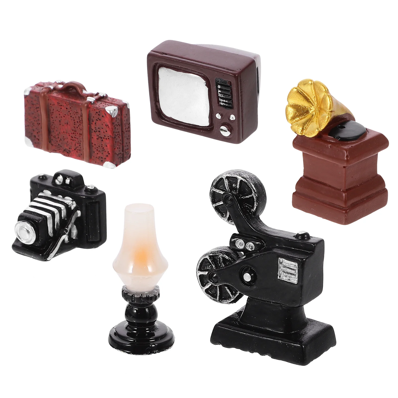 เครื่องประดับตกแต่ง Miniature Vintage Phonograph House อุปกรณ์เสริมเดสก์ท็อปเฟอร์นิเจอร์ตุ๊กตา