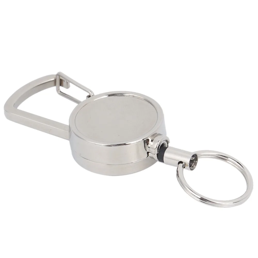 2 Pcs Durable 2.5cm Key Chain Antitheft All Metal Retractable Keychain Heavy Duty Belt Clip Outdoor