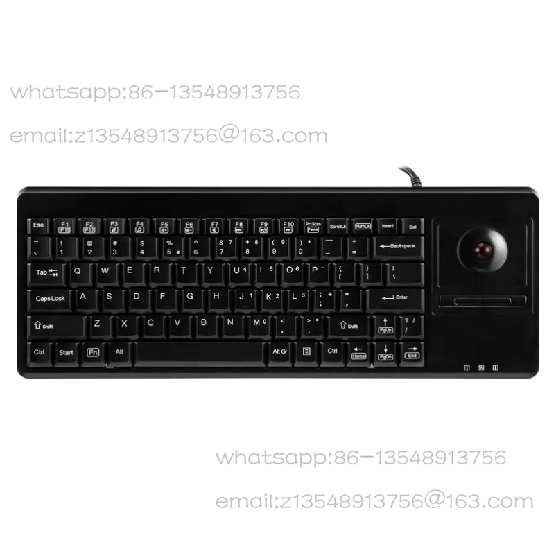 PB-514H business industrial wired keyboard external hub port trackball trackpad waterproof
