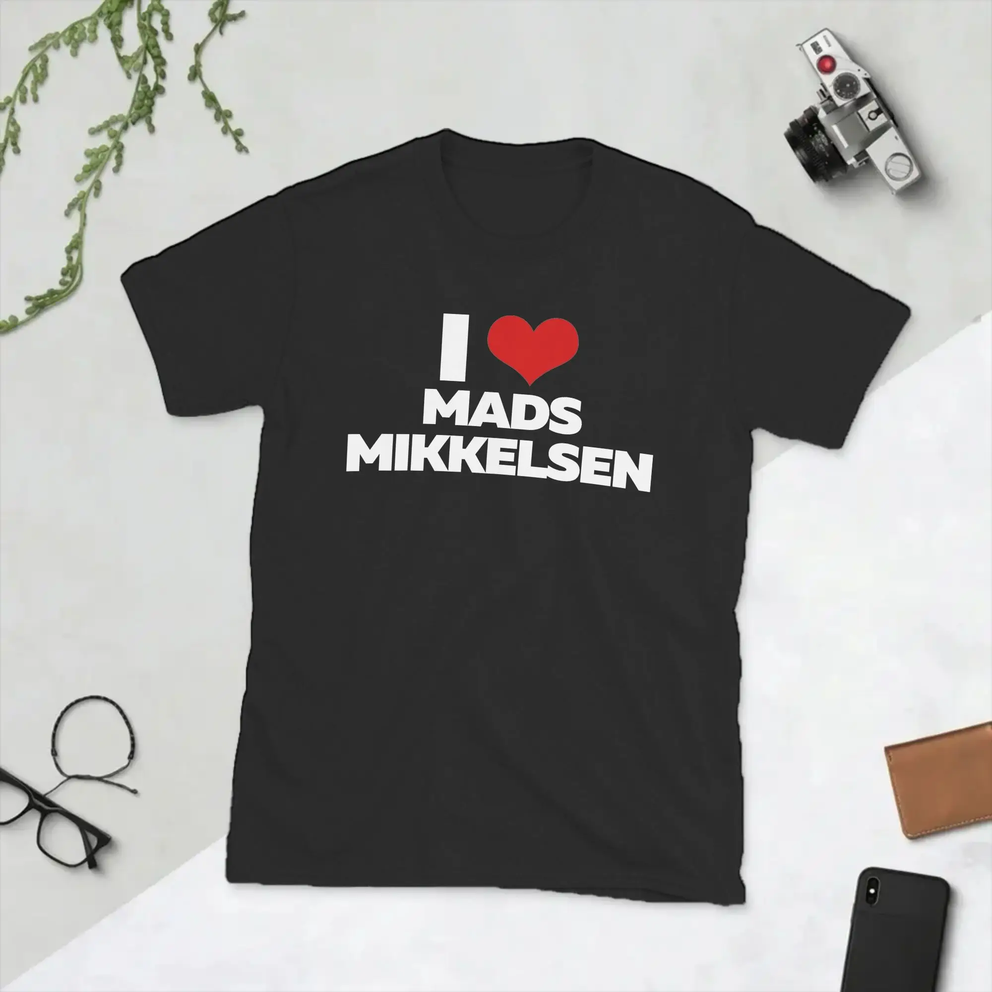 I Love Mads Mikkelsen T-Shirts Men  Novelty Cotton Tees Round Neck Short Sleeve T Shirts Plus Size Tops