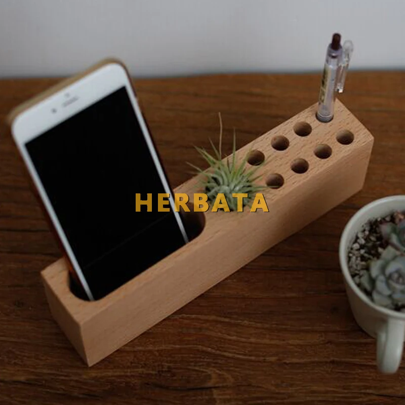 Multifunction Wooden Pen Pencil Holder Kawaii Desk Organizer Phone Holder Desk Sorter Creative Office School Accessories CL-2501