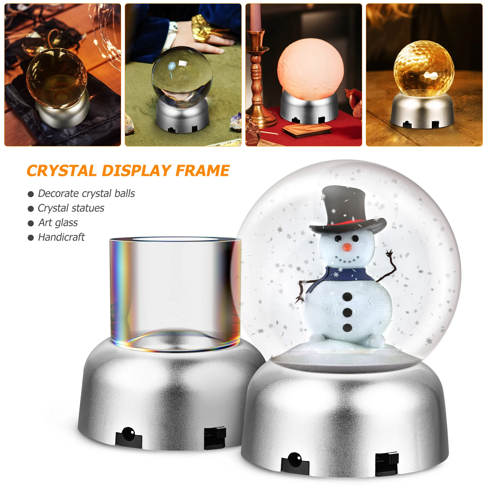 Basi per display a LED da 4 pezzi per cristalli Arte del vetro Base leggera in plastica premium Supporto per esposizione illuminato colorato Alimentato tramite USB da 5 V