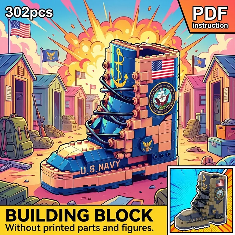 

Набор для сборки обуви в стиле милитари DIY: креативный конструктор для любителей армейской тематики, подарок, игрушка из строительных блоков