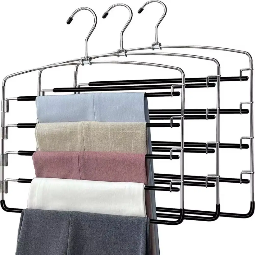 

Durable 5-layer Clothes Hanger Non-slip Space Saving Pants Rack Pants Hangers for Wardrobe Bedroom Accessories