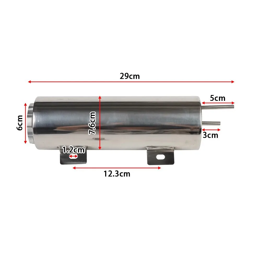 2''x13” / 3''x10” Radiator Koelvloeistof Overflow Puke Tank Universele Gepolijste Rvs Radiator Koelvloeistof Overflow Tank