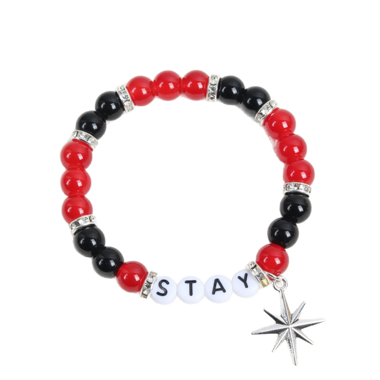 Red Inspired STAY Shining Octagonal Star Letter Beaded Bracelet, You Are My Star Personalized Jewelry Gift, Birthday Gift
