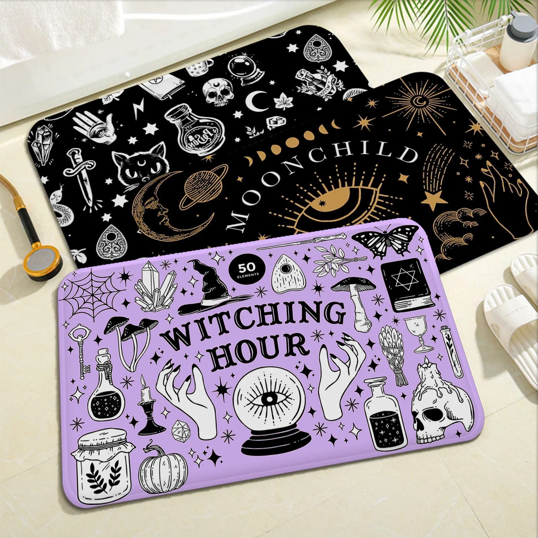 Witches Moon Tarot Floor Mat Bath Mat Nordic Style Home Doormat Bathroom-Toilet Mats Bedroom Welcome Doormat