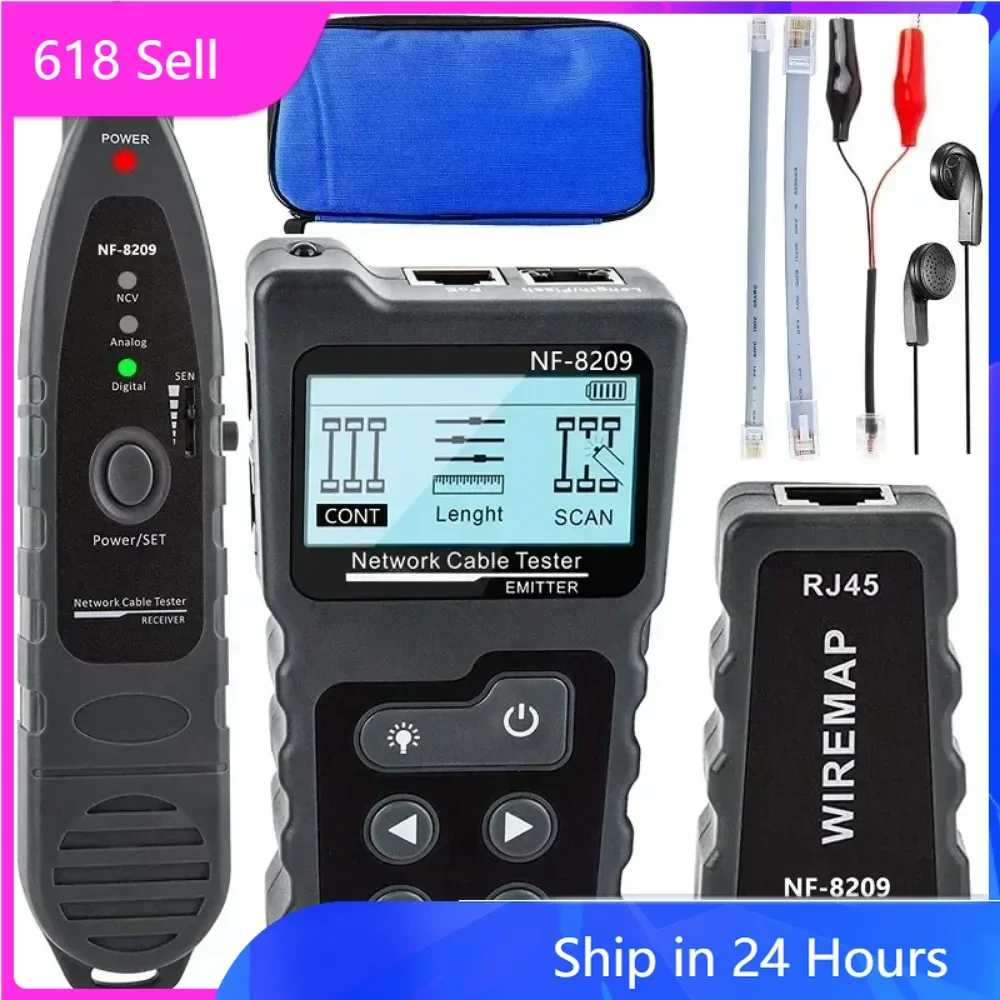 

ZHOUCE NF-8209 Cable Tracker Lan Display Measure Tester Network Tools LCD Display Measure Length Wiremap Tester