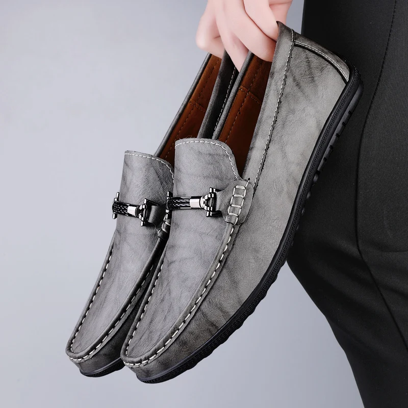 Men Genuine Leather Casual Shoes Fashion Comfortable Tods Luxury Brand Mens Loafers Moccasins Slip On Black Driving Shoes