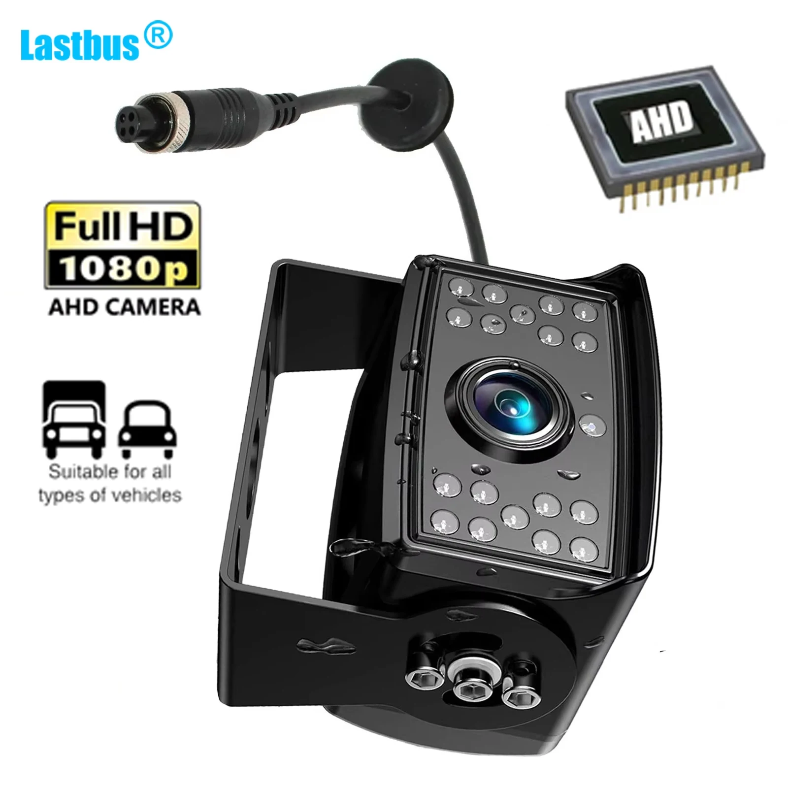 

Lastbus 1080P AHD Rear View Reversing Camera Metal Case 4PIN IP69 Waterproof Night Vision 18 IR LEDs For Truck Caravan Bus Van
