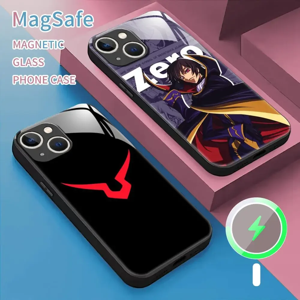 Anime Japanese Code Geass Phone Case For iPhone 16 15 14 13 12 11 X XR XS 8 Plus Mini Pro Max Glass Magnetic Phone Case