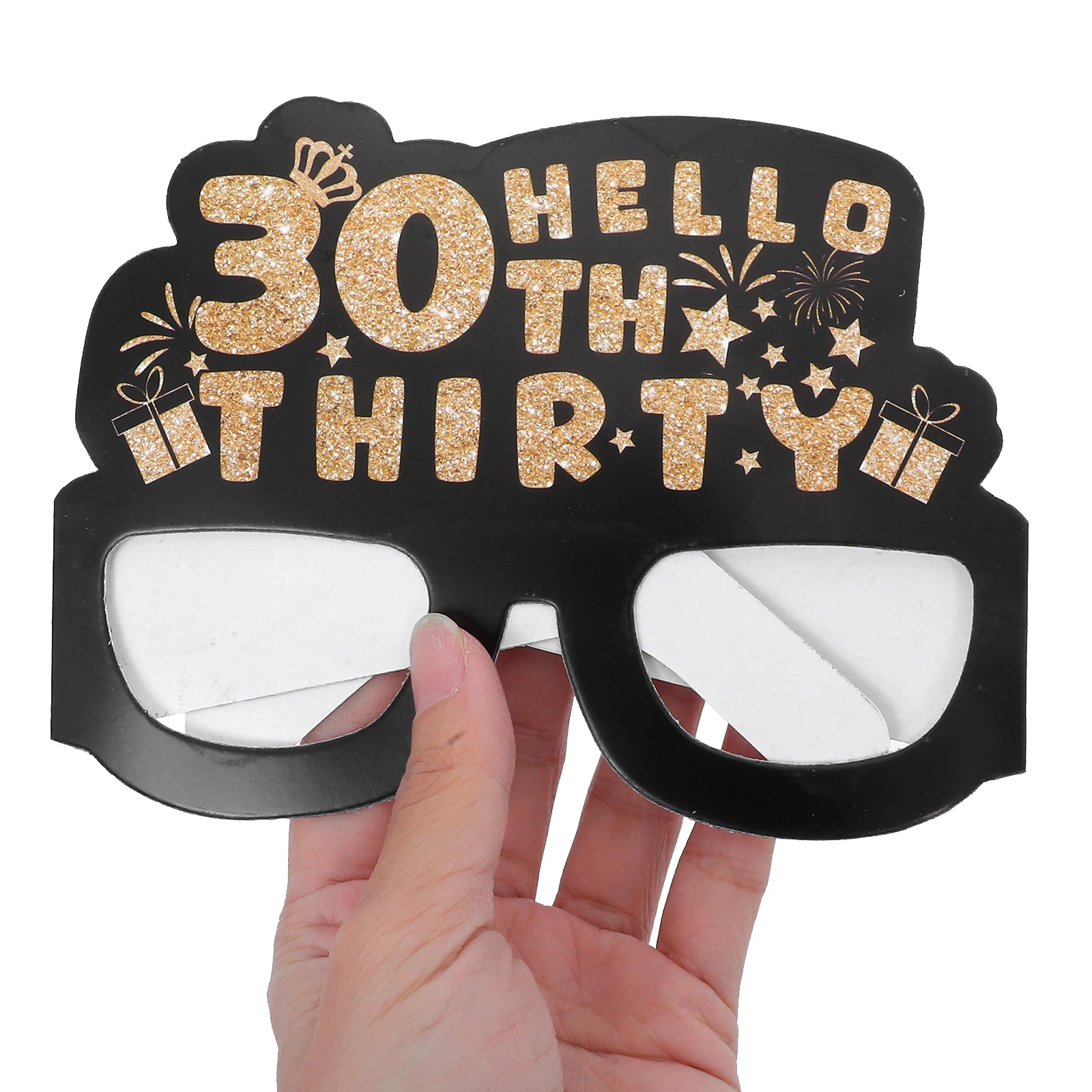 

1 set Birthday Paper Glasses Photo Booth Props Fun Party Decorations for Kids Black Gold Theme Cardboard Celebration Accessories