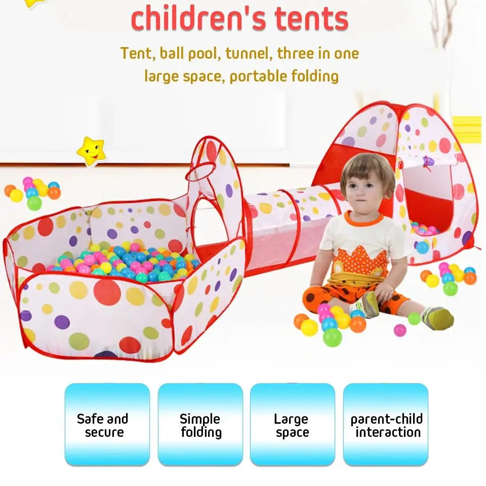 Kinder-Ballbecken, Baby-Bälle, Pool- und Spielzeugzelt und Krabbeltunnel, Zuhause, Baby-Spielplatz, faltbarer Bällebad, Spielzelt für drinnen und draußen