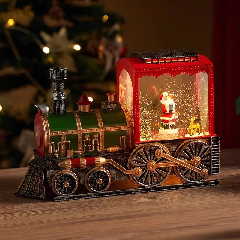 Christmas Decorations Train Snow Music Box Decoration Boy Children Crystal Ball Birthday Gift Music Box