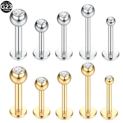 1/10pcs  Titanium Labret Piercing 6/8/10mm Gem Bar Nose Lip Stud Helix Piercing CZ Oreja Ear Tragus Piercing Earrings Jewelry