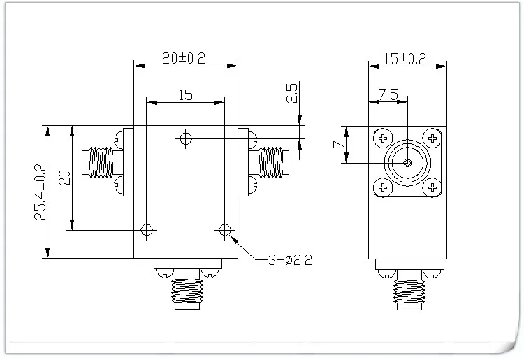 2.4G Coaxial Circulator SMA RF Ferrite Frequency 1.8-6.0GHz