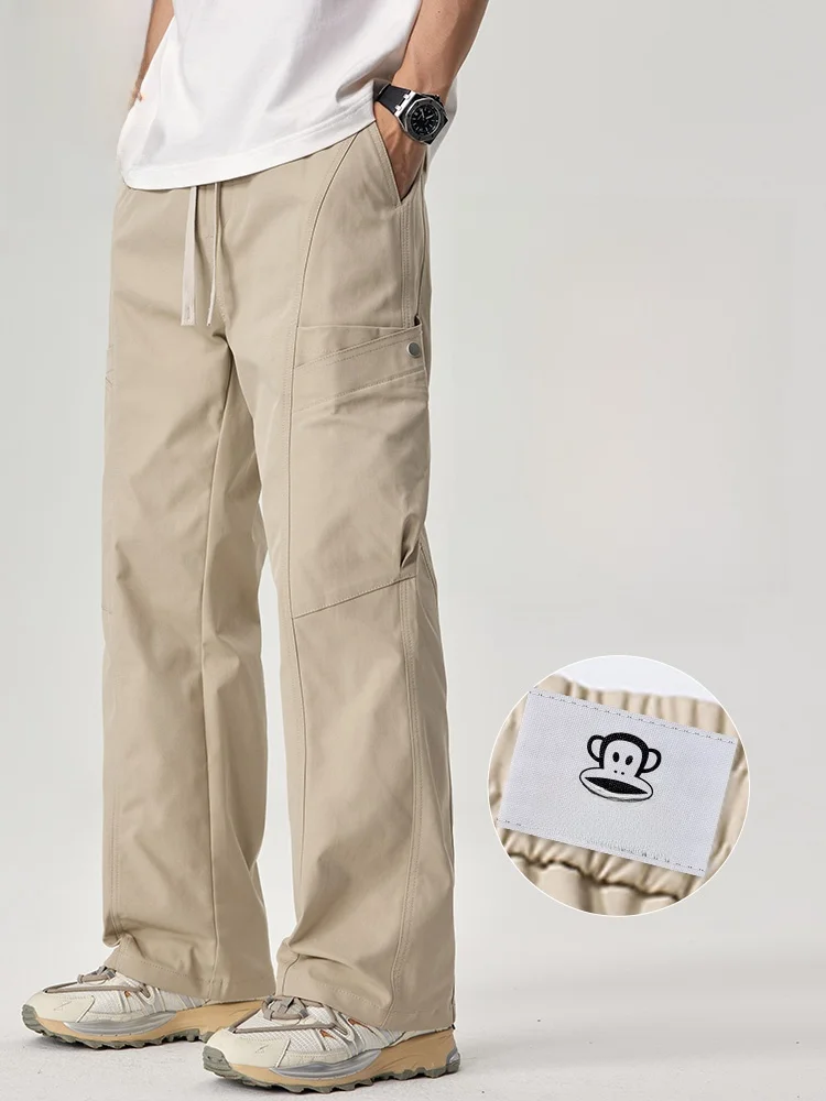 

Мужские брюки Paul Frank цвета хаки, свободные прямые повседневные брюки-карго в стиле парашютиста, новинка весенней коллекции, для молодежи