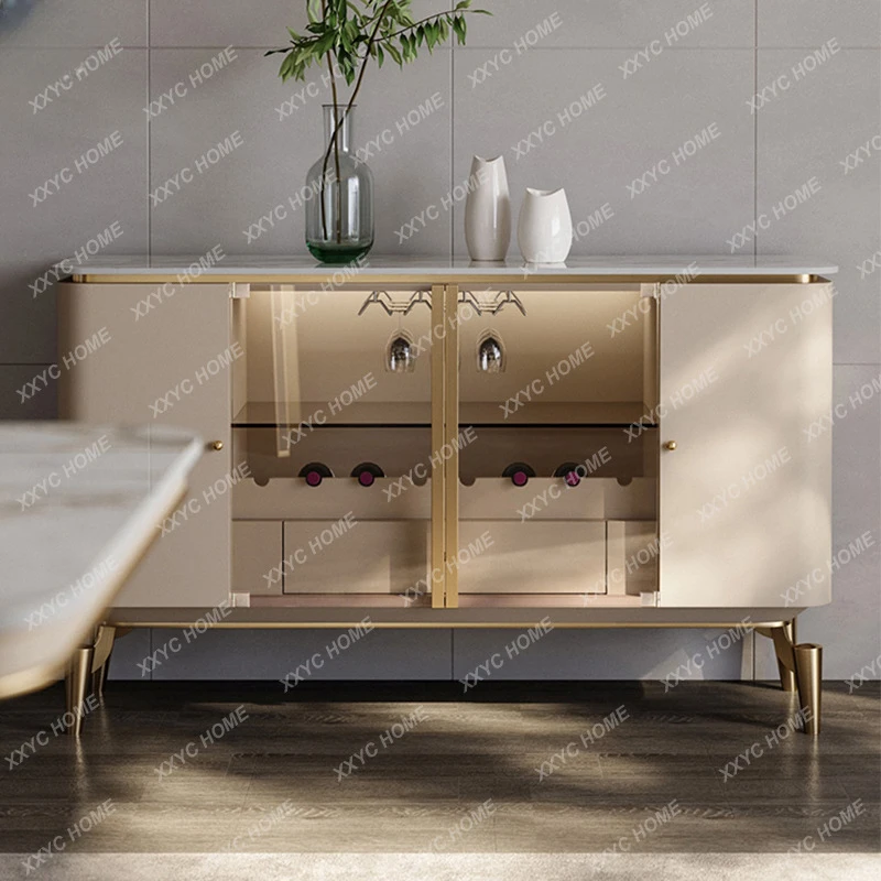 

Italian Modern Light Wind Advanced Sideboard Cupboard Cupboard Wine Cabinet Hallway Cabinet Entrance Cabinet Stone Plate Simple