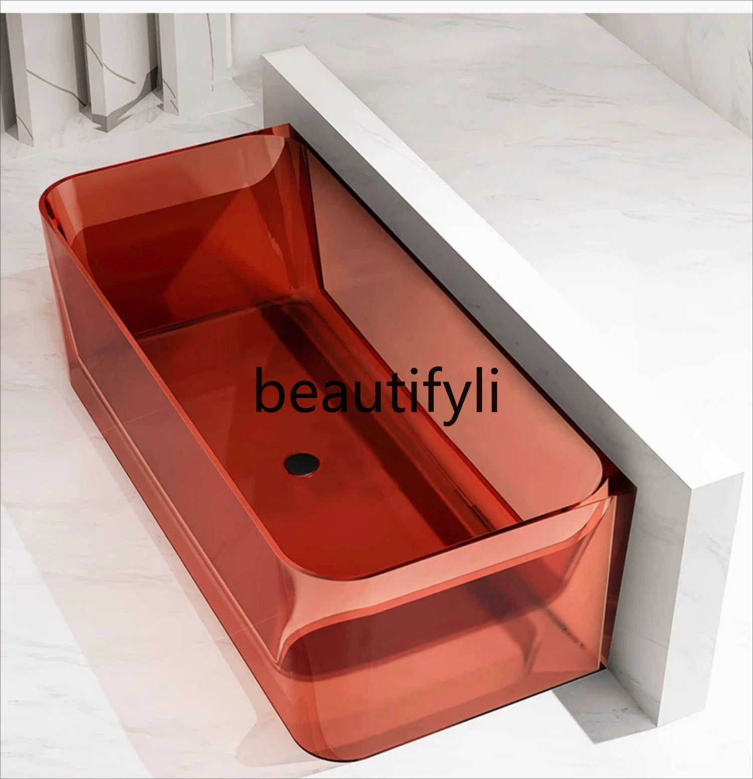 

Transparent bathtub household small apartment against the wall hotel B & B Internet celebrity crystal colored resin bath