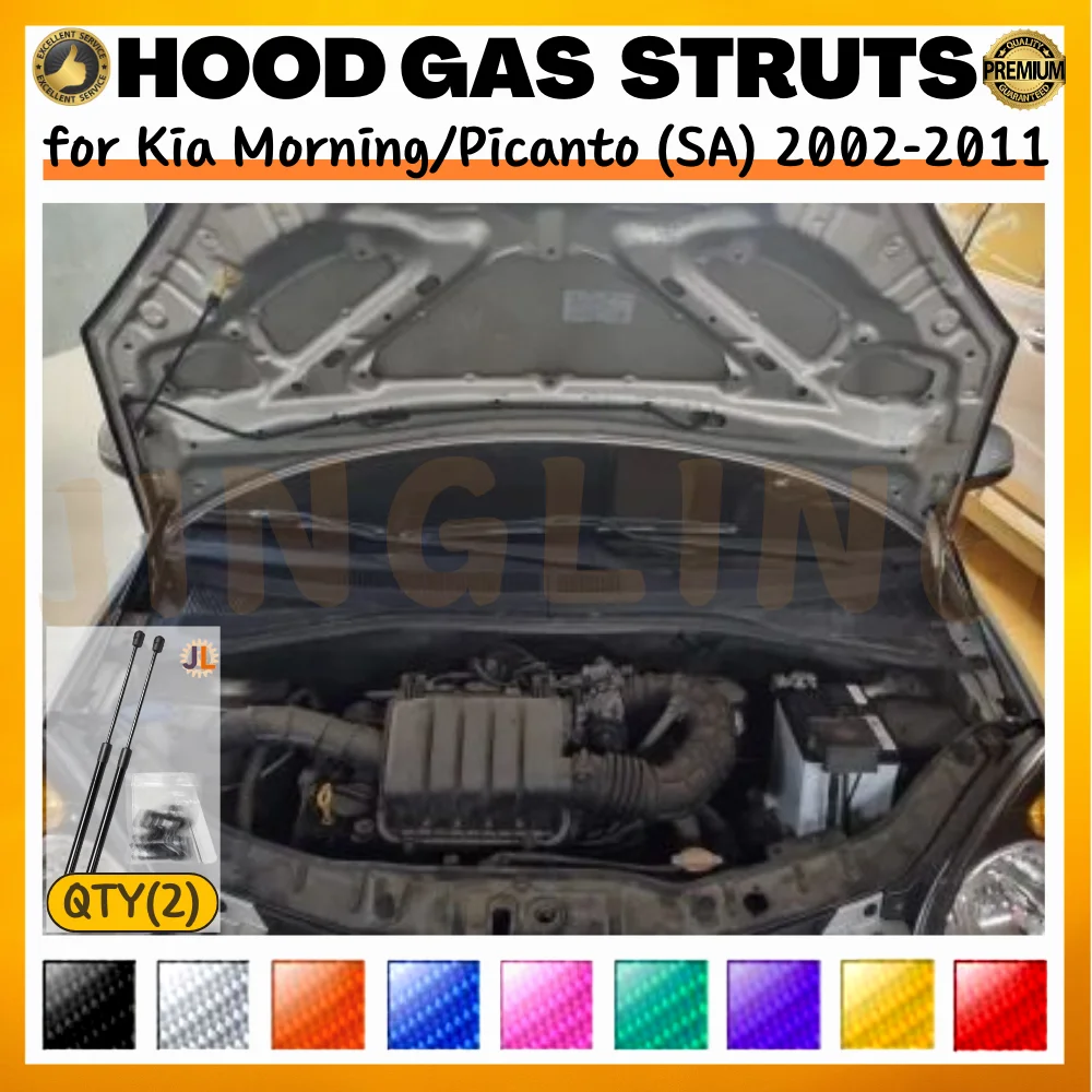 

Qty(2) Hood Struts for Kia Picanto Morning (SA) 2002-2011 Front Bonnet Modify Lift Supports Dampers Gas Springs Shock Absorbers