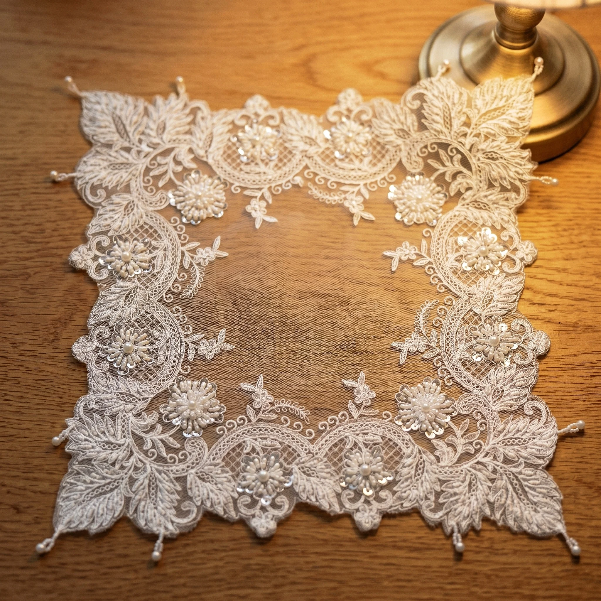 Tischset-Set, 4 Stück, elegante Spitzen-Tischsets, Tüll, dekorative Tischunterlage, ästhetische Untersetzer, Hochzeits- und Partyzubehör, dekoratives Tablett