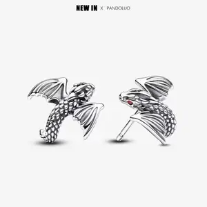 925 Accounts Geeigneter Silberanhänger für Pandora Originalarmband, dünner Schmuck, Thron, Drache, Ring, Ohrringe, Halskette, DIY 10 Hauptverkäufe Pandora Ohrring - №9