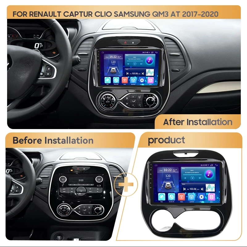 MAMSM Car Radio for Renault Captur CLIO Samsung QM3 AT 2017-2020 9Inch Android Multimedia Video Audio Player Carplay Stereo