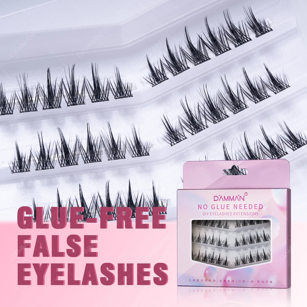 30 Clusters Eyelash D Curl 10-12mm No Glue Needed Self-Adhesive Lashes Extension Natural Look Easy to Use for Beginners At home